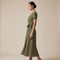 Santorini Maxi Polka Dot Dress - Green - maxi dress - Hendlys - Image 3