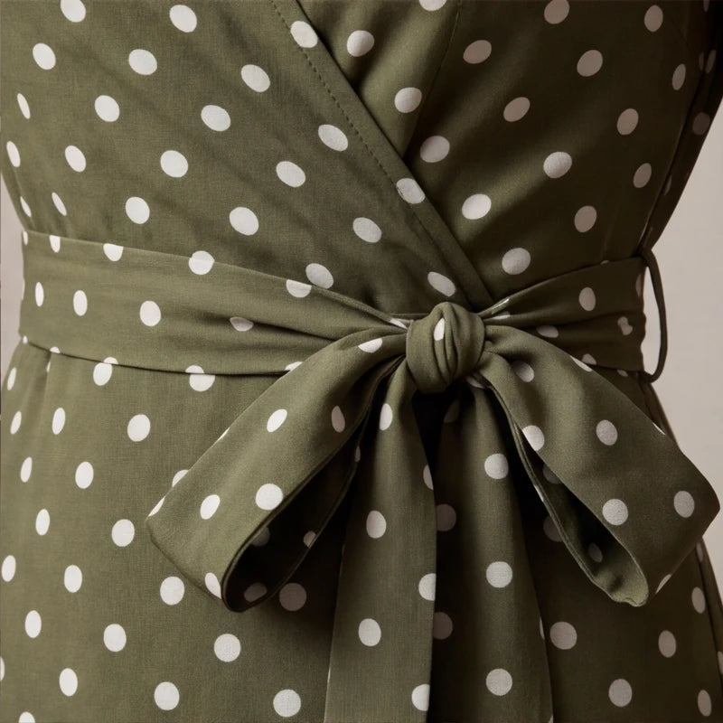 Santorini Maxi Polka Dot Dress - Green - boho dress - Hendlys - Image 5