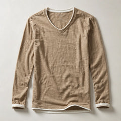 Kasane Cotton Long Sleeve Shirt - Brown - Shirt - Hendlys - Image 1