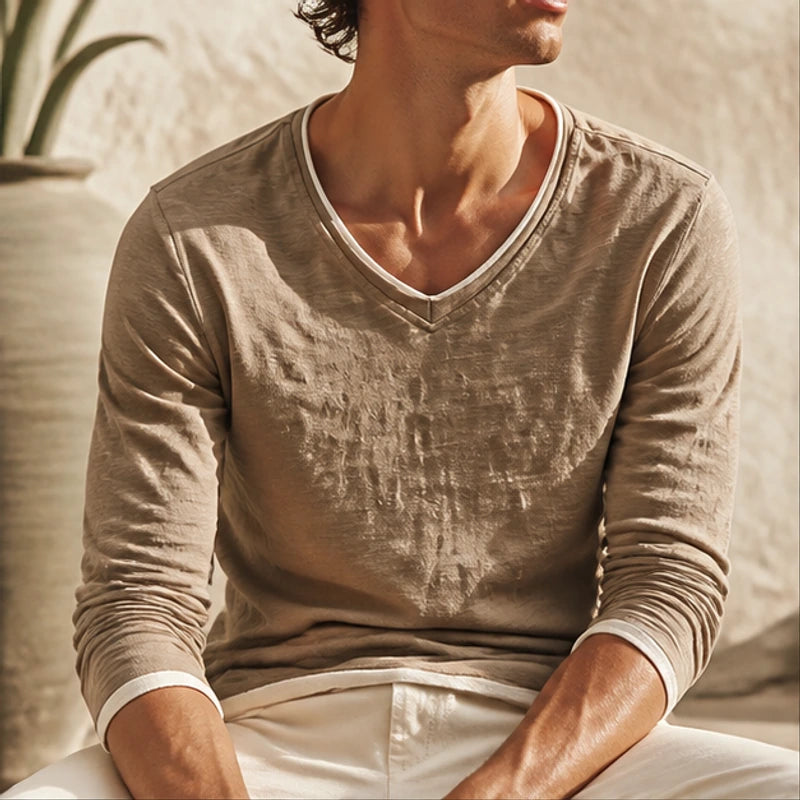 Kasane Cotton Long Sleeve Shirt - Brown - organic cotton - Hendlys - Image 4