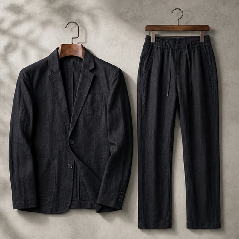 Palma 2-Piece Linen Set - Classic Black - Outfit Set - Hendlys - Image 1