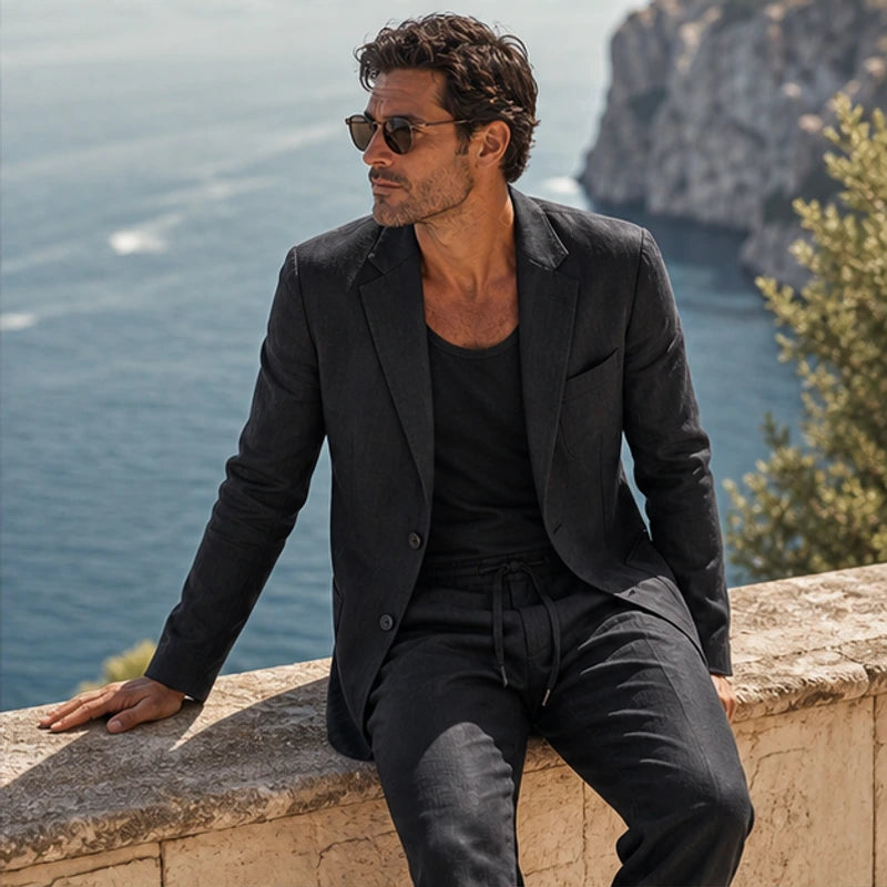 Palma 2-Piece Linen Set - Classic Black - outfit set - Hendlys - Image 5