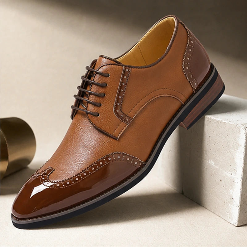 Belgrave Brogue Dress Shoe - Brown - Shoes - Hendlys - Image 1