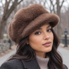 Zafira Women's Faux Fur Brimmed Winter Hat - Brown - Women's Accessories > Hats > Faux Fur Winter Hats - Hendlys - Image 1