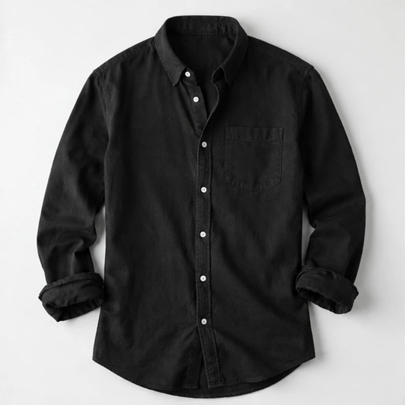 Henderson Cotton Oxford Shirt - Black - Shirt - Hendlys - Image 1