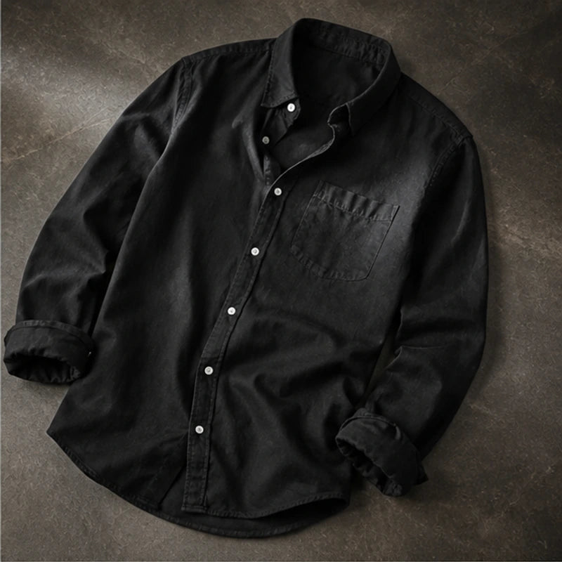 Henderson Cotton Oxford Shirt - Black - men's shirt - Hendlys - Image 2