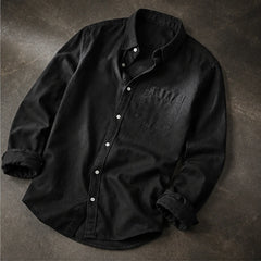 Henderson Cotton Oxford Shirt - Black - men's shirt - Hendlys - Image 2
