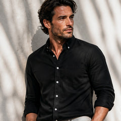 Henderson Cotton Oxford Shirt - Black - cotton shirt - Hendlys - Image 4