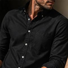 Henderson Cotton Oxford Shirt - Black - casual wear - Hendlys - Image 7