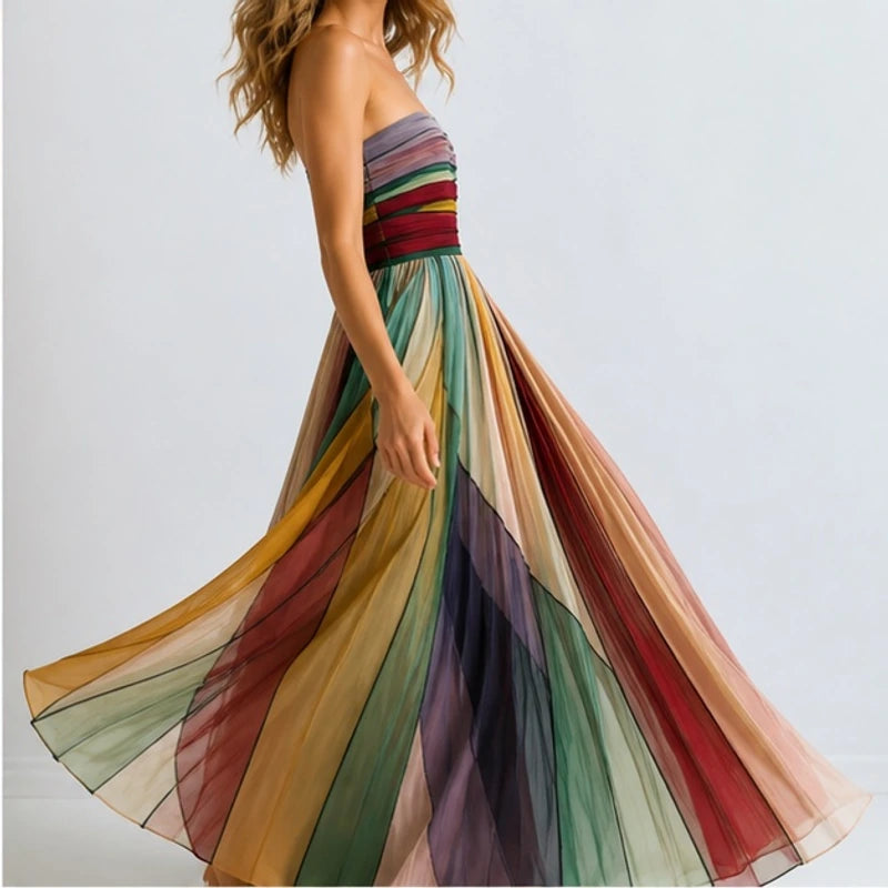 Zélie Strapless Flowy Maxi Dress - Multi-Color - Women's Clothing > Dresses > Maxi Dresses - Hendlys - Image 1
