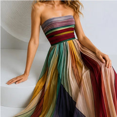 Zélie Strapless Flowy Maxi Dress - Multi-Color - female - Hendlys - Image 3