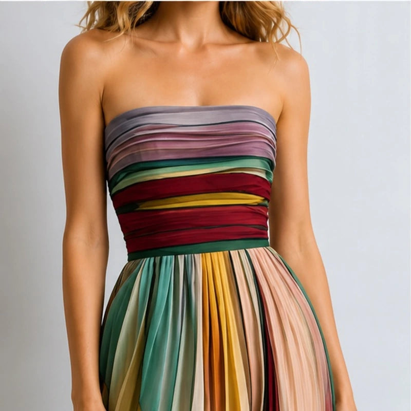 Zélie Strapless Flowy Maxi Dress - Multi-Color - Women Dress - Hendlys - Image 2