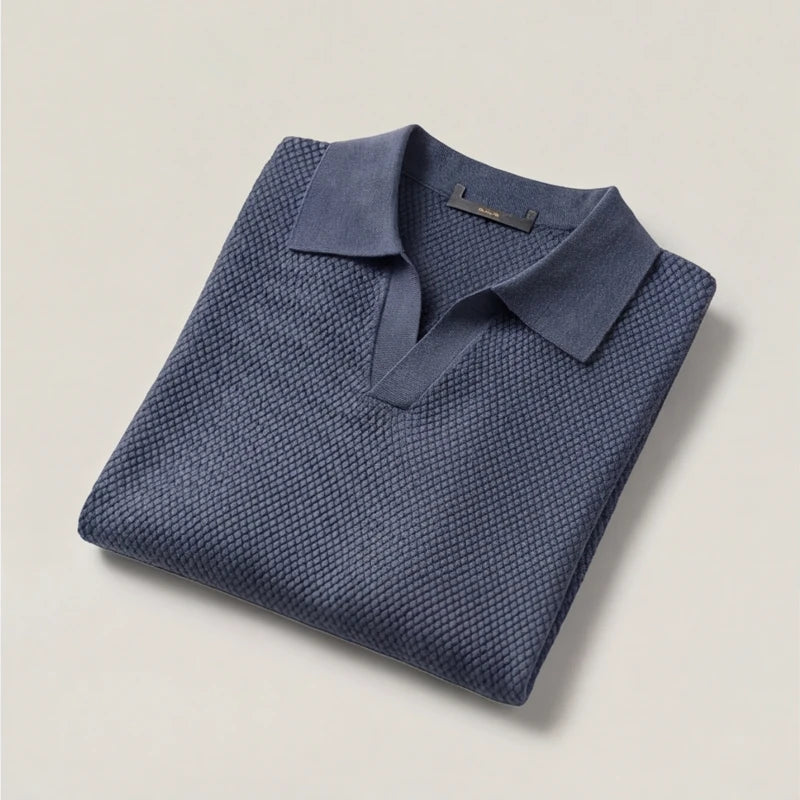 San Sebastian Knit Polo Shirt - Navy Blue - men's polo - Hendlys - Image 2