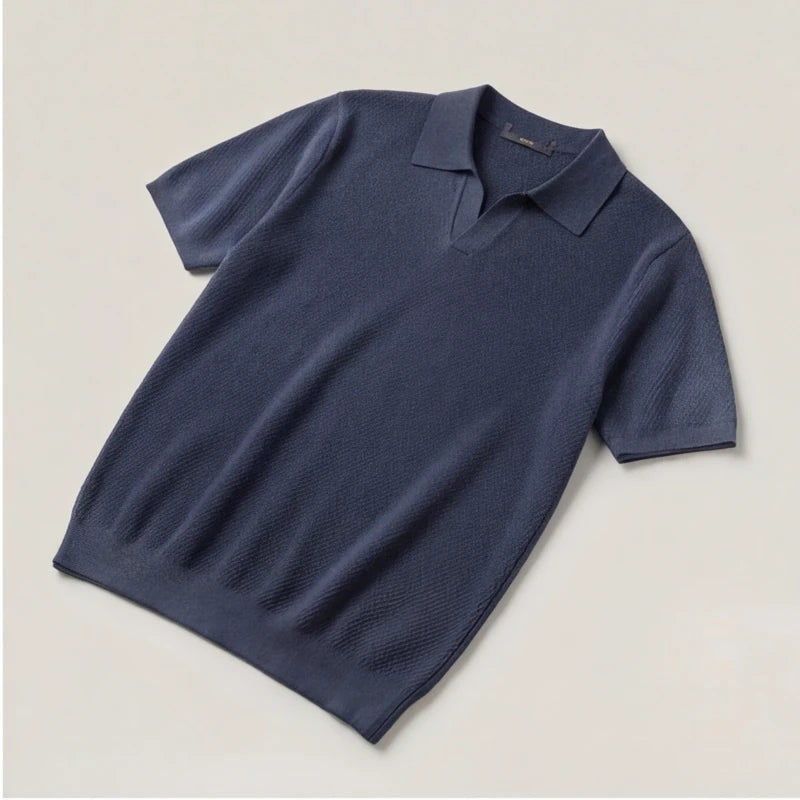 San Sebastian Knit Polo Shirt - Navy Blue - knit polo - Hendlys - Image 3
